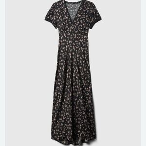 Gap Satin Lace-Trim Floral Maxi Dress